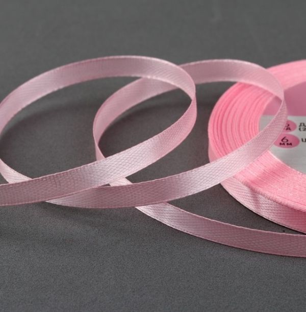 Лента атласная, 0,6 × 25 ± 1 м, цвет пастельно розовый