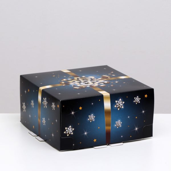 Коробка для торта Золотой бант, 24 х 24 х 12 см.