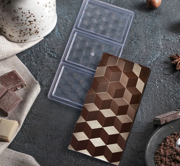 Форма для шоколада «Плитка шоколада», 3 ячейки, 27,4×13,5×2,5 см