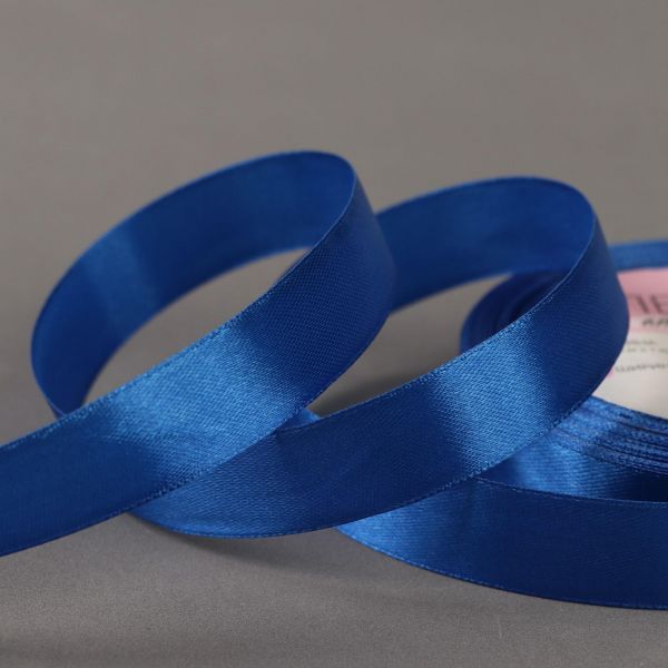 Лента атласная, 20 мм × 25 ± 1 м, цвет: синий