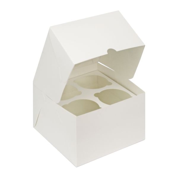 Коробка на 4 капкейка, Белая, 16 х 16 х 10 см.
