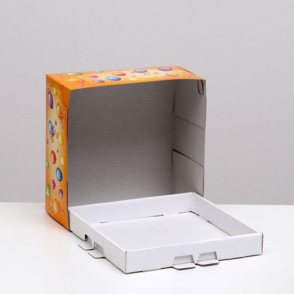 Коробка для торта "Happy Birthday", 24 х 24 х 12 см