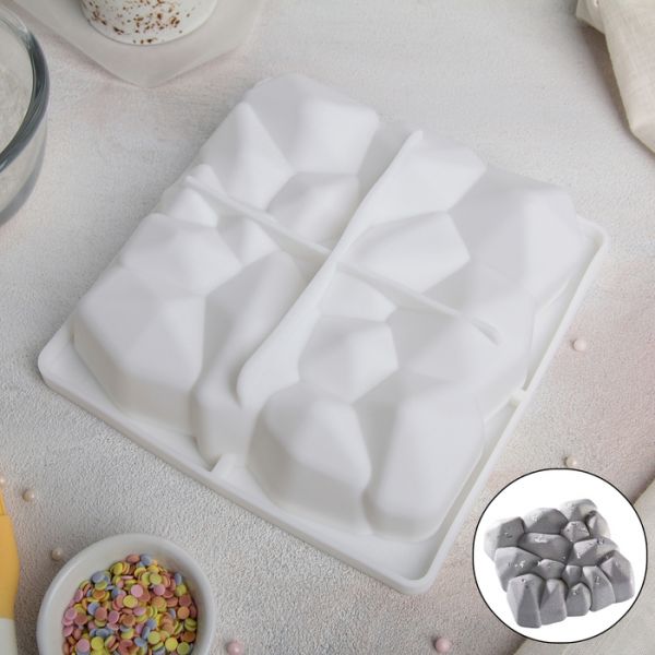 Форма для муссовых десертов и выпечки Доляна «Диамант», 18*18 см, цвет белый