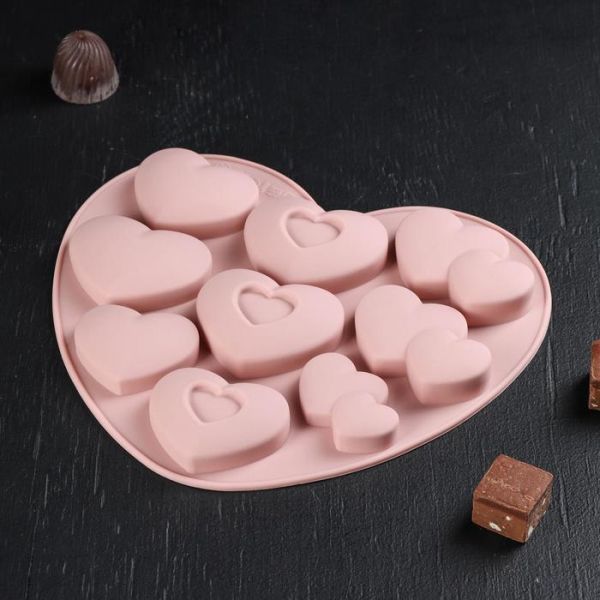 Форма для льда и шоколада «Лямур», 20,5*19*2 см, 9 ячеек, цвет МИКС