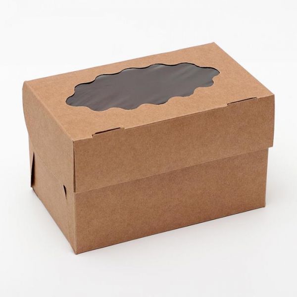 Коробка на 2 капкейка, крафт, 10 х 16х10 см