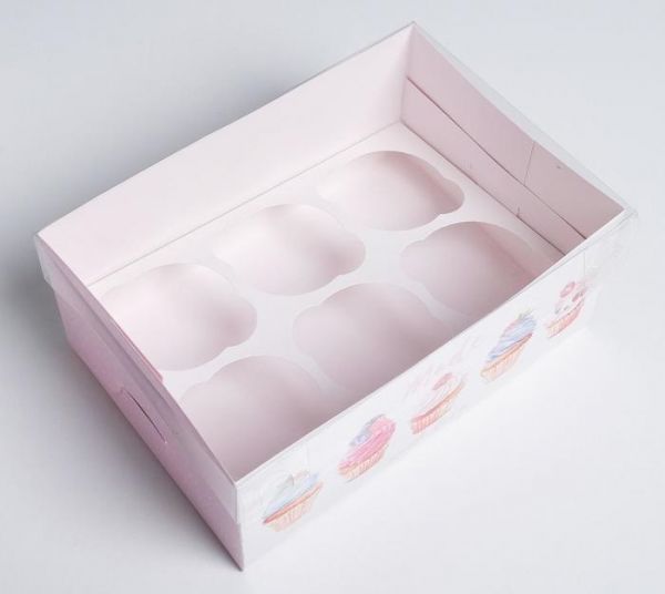 Коробка на 6 капкейков Made with love, 23 × 16 × 10 см.