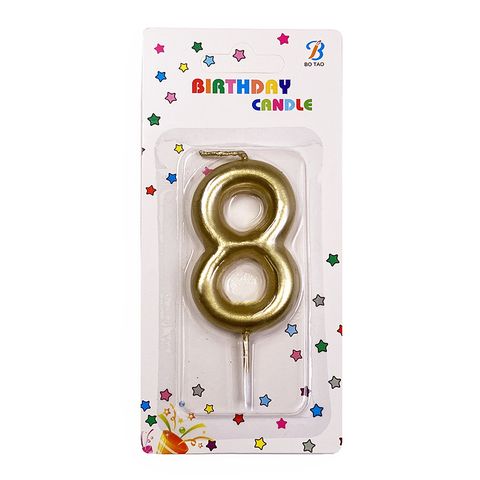  Свеча для торта "Цифра 8", золотая 6 см
