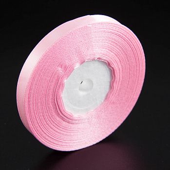 Лента атласная, 10 мм × 25 ± 1 м, цвет: нежно-розовый