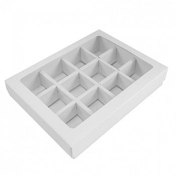 Коробка под 12  конфет с окном, белый.