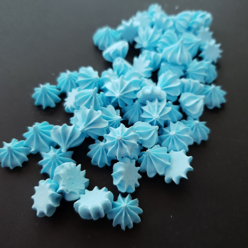 Сахарные фигурки Мини-безе, рифленые, голубые, 50 гр.