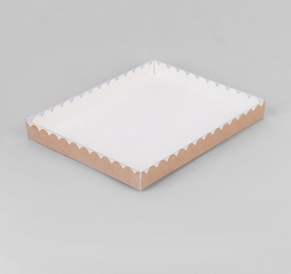 Коробочка для печенья с PVC крышкой, крафт 23,5 х 30 х 3 см