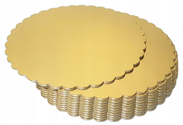 Подложка для торта фигурная d-28 см, 3 мм (двухсторонняя золото/ жемчуг)