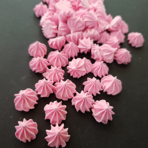 Сахарные фигурки Мини-безе, рифленые, розовые, 50 гр.