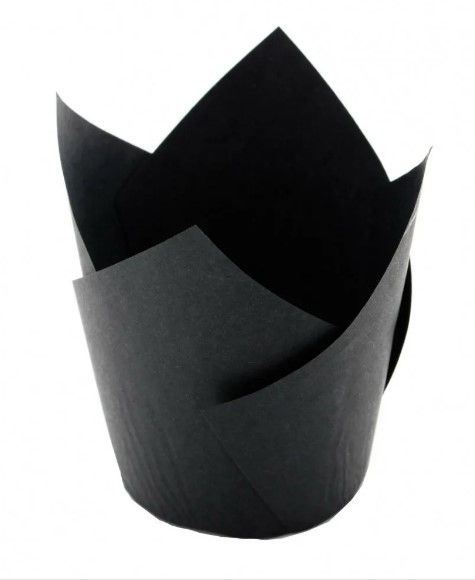 Форма бумажная "Тюльпан", черный, 5 х 8 см, 12шт