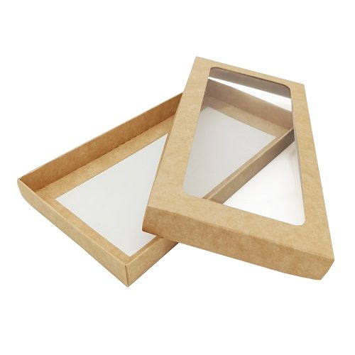 Коробка для шоколада с окном, крафт, р. 18 × 9 × 1,7 см.