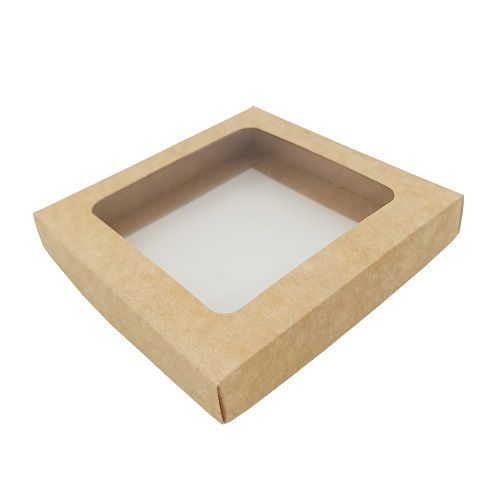 Коробка  с окном, крафт, р. 10 × 10 × 1,7 см.