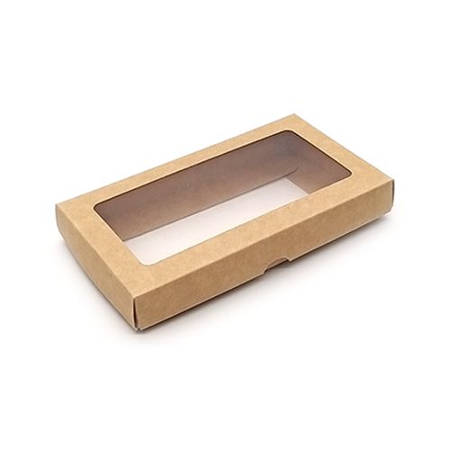Коробка для шоколада с окном, крафт, р. 13 × 7 × 1,7 см.