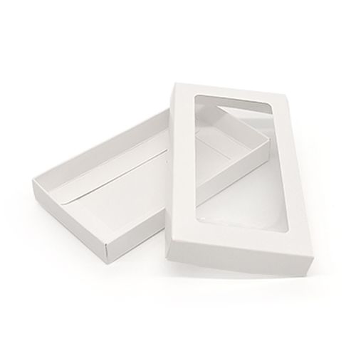 Коробка для шоколада с окном, белый, р. 13 × 7 × 1,7 см.